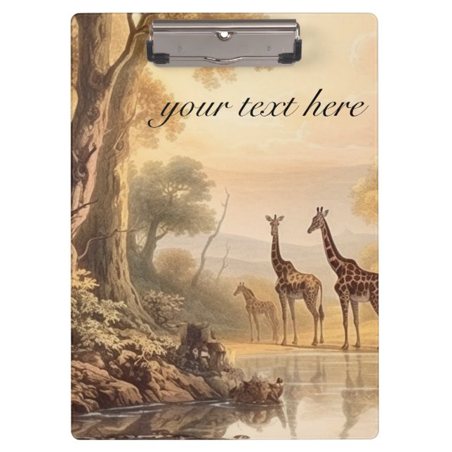 Vintage botanical giraffes, customisable  clipboard (Front)
