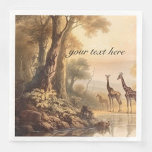 Vintage botanical giraffes, customisable