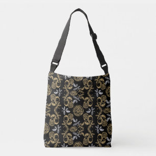 Vintage Botanical Gold And Silver Print Crossbody Bag