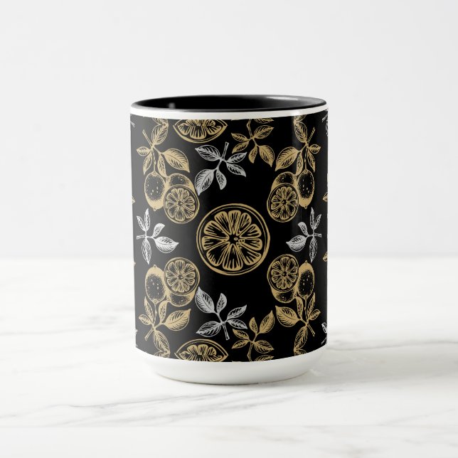 Vintage Botanical Gold And Silver Print Mug (Center)