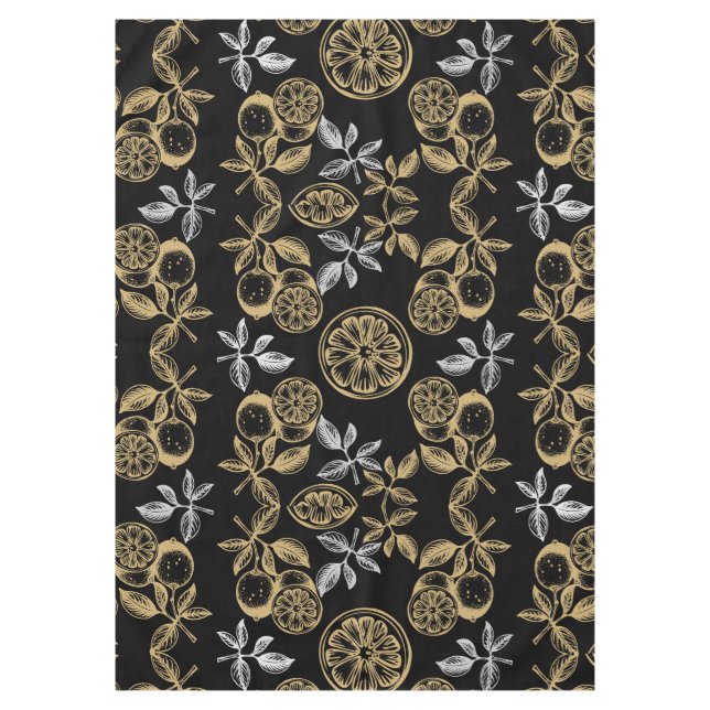 Vintage Botanical Gold And Silver Print Tablecloth (Front)