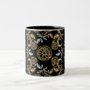 Vintage Botanical Gold And Silver Print Two-Tone Coffee Mug