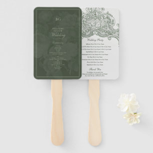 Vintage Botanical Green Garden Party Wedding Theme Hand Fan