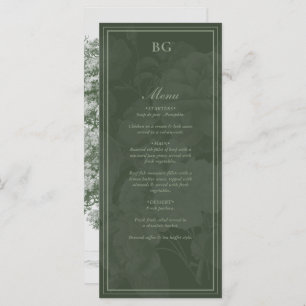 Vintage Botanical Green Garden Party Wedding Theme Menu