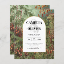 Vintage Botanical Green Terracotta Wedding invite