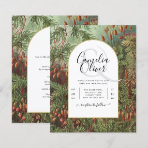 Vintage Botanical Green Terracotta Wedding invite