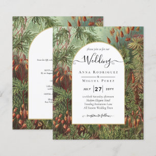 Vintage Botanical Green Terracotta Wedding invite