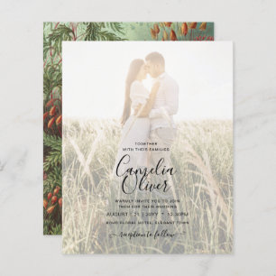 Vintage Botanical Green Terracotta Wedding invite