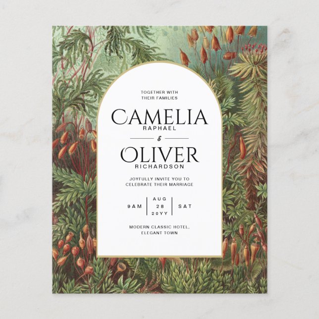 Vintage Botanical Green Terracotta Wedding invite Flyer (Front)
