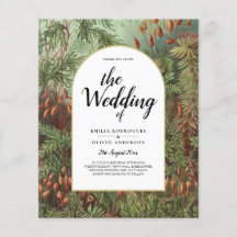 Vintage Botanical Green Terracotta Wedding invite