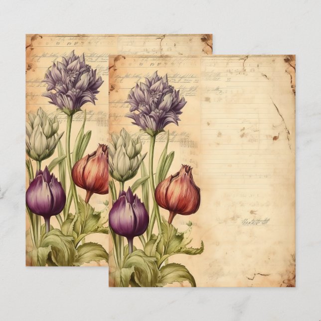 Vintage Botanical Herbal Scrapbook Paper  (Front/Back)