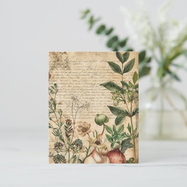Vintage Botanical Herbal Scrapbook Paper  (Standing Front)