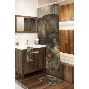 Vintage Botanical Hippo  Bath Mat