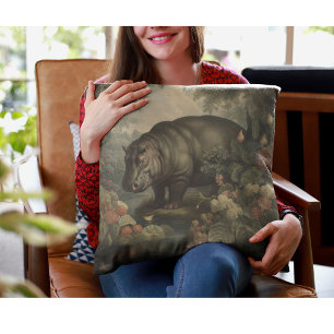 Vintage Botanical Hippo Cushion