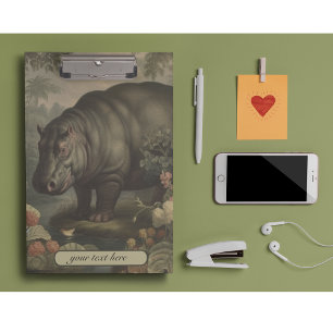 Vintage Botanical Hippo, customisable Clipboard