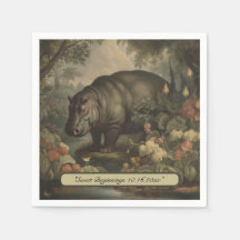 Vintage Botanical Hippo, customisable