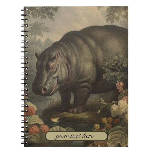 Vintage Botanical Hippo, customisable  Notebook (Front)