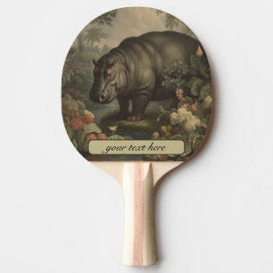 Vintage Botanical Hippo, customisable Ping Pong Paddle