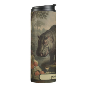 Vintage botanical hippo, customisable  thermal tumbler