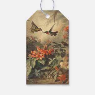 Vintage botanical hummingbirds customisable  gift tags