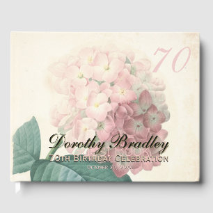Vintage Botanical Hydrangea 70th Birthday Party GB Guest Book