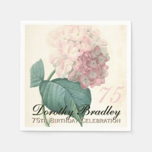 Vintage Botanical Hydrangea 75th Birthday Party PN Napkin