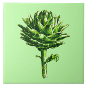 Vintage Botanical Illustration, Artichoke Tile