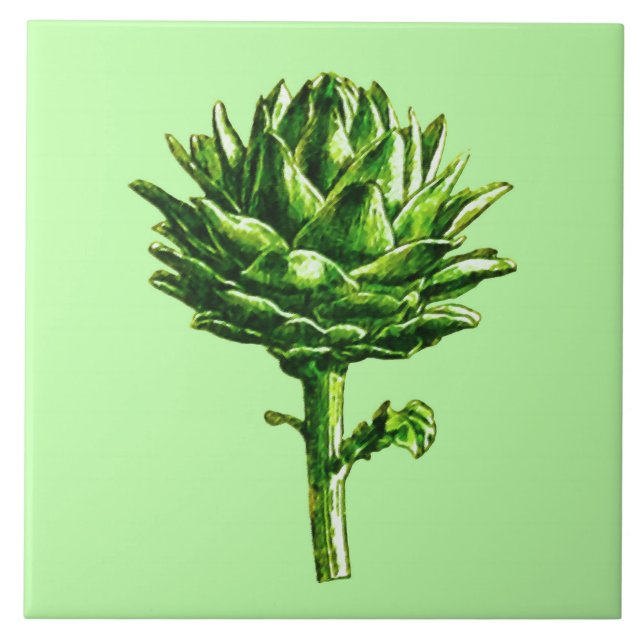 Vintage Botanical Illustration, Artichoke Tile (Front)
