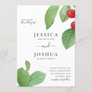 Vintage Botanical Illustration Cherries Wedding Invitation