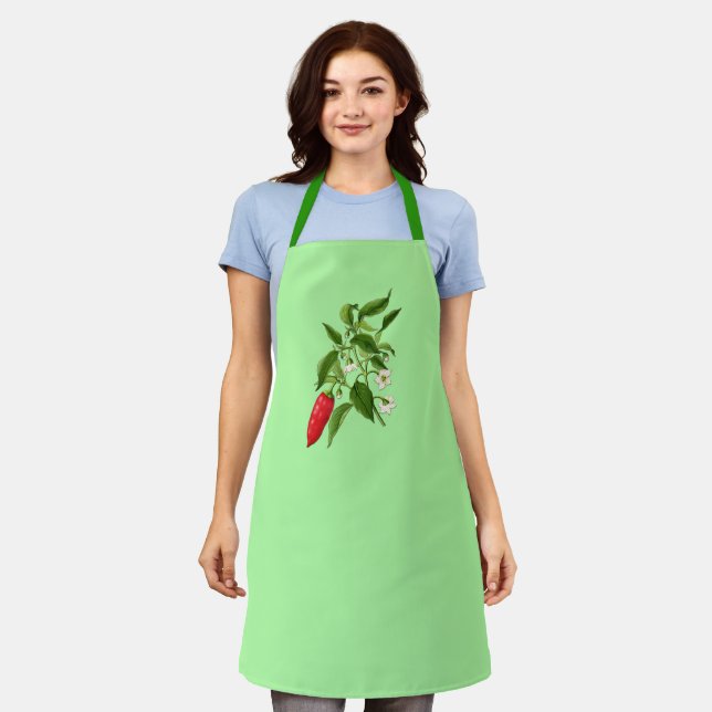 Vintage Botanical Illustration, Chilli Pepper Apron (Worn)