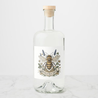 Vintage Botanical Illustration for World Bee Day  Liquor Bottle Label