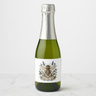 Vintage Botanical Illustration for World Bee Day Sparkling Wine Label