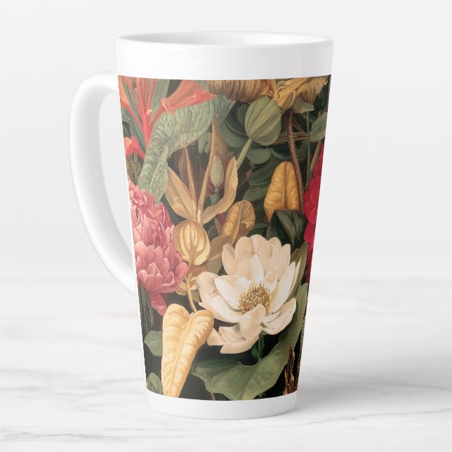 Vintage Botanical Illustration Latte Mug (Left Angle)