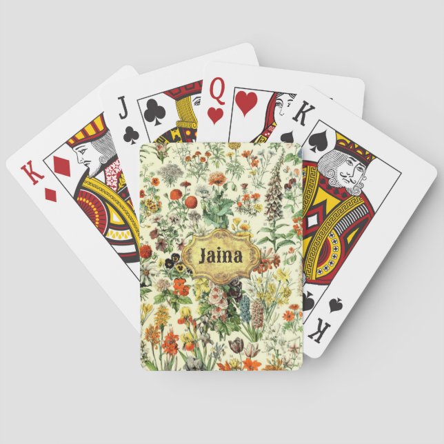 Vintage Botanical Illustration Playing Cards (Back)