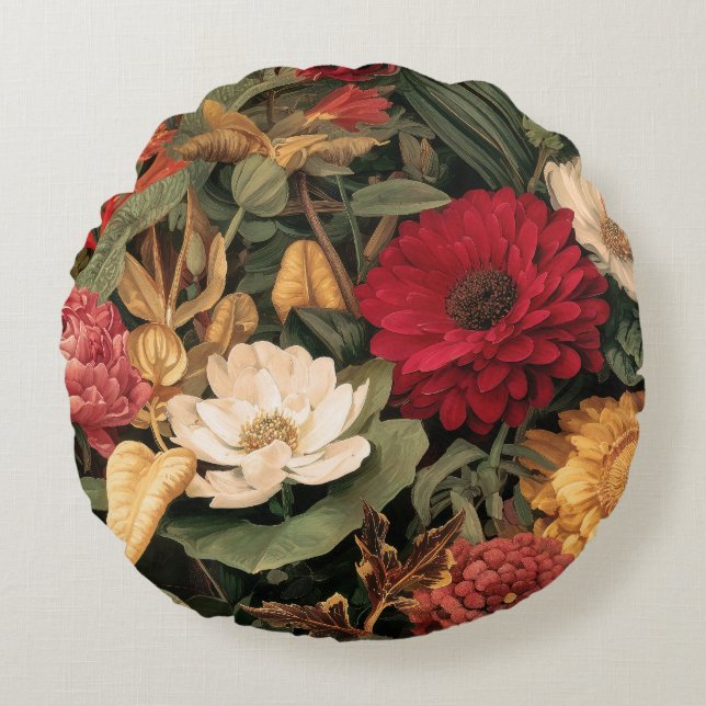Vintage Botanical Illustration Round Cushion (Front)