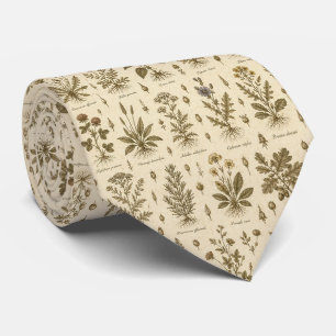 Vintage Botanical Illustration Tie