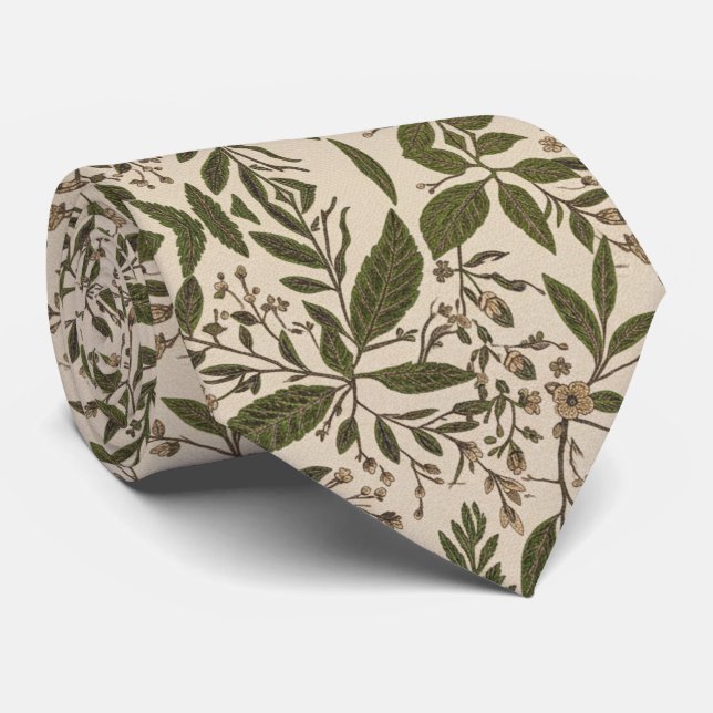 Vintage Botanical Leaf  Tie (Rolled)