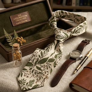 Vintage Botanical Leaf  Tie
