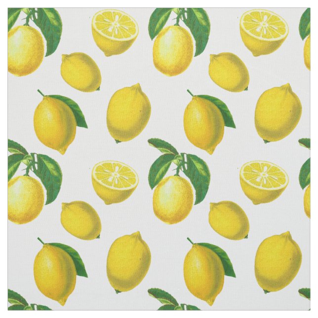 Vintage Botanical Lemon Print Fabric (Swatch)