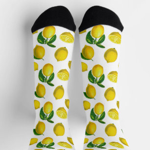 Vintage Botanical Lemon Print Socks