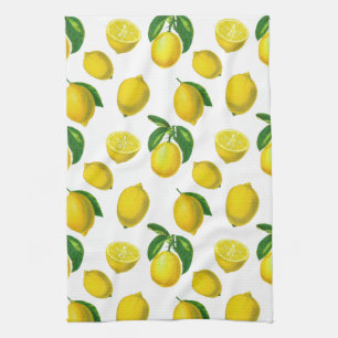 Vintage Botanical Lemon Print Tea Towel