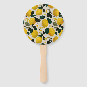 Vintage Botanical Lemon Seamless Pattern Hand Fan