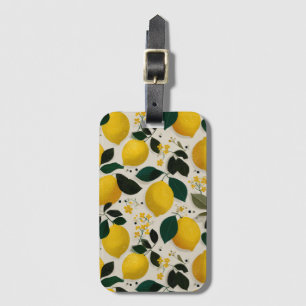 Vintage Botanical Lemon Seamless Pattern Luggage Tag