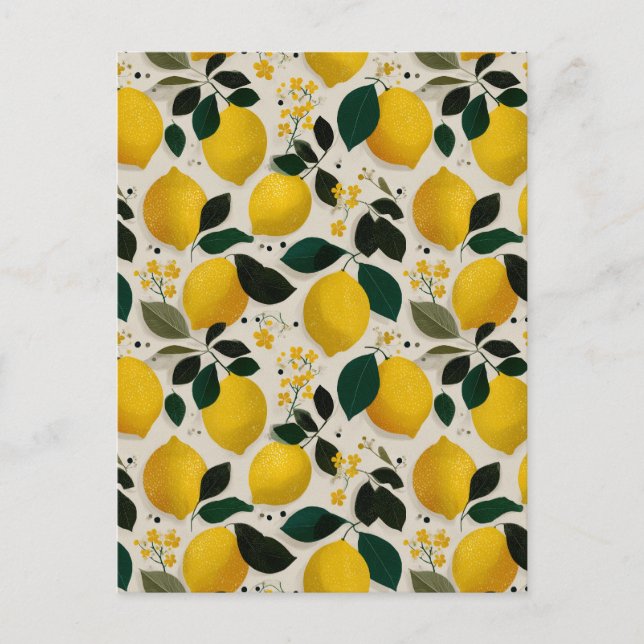 Vintage Botanical Lemon Seamless Pattern Postcard (Front)
