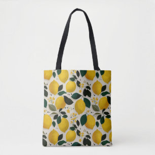 Vintage Botanical Lemon Seamless Pattern Tote Bag