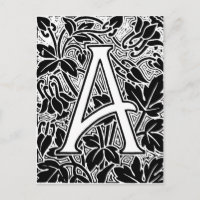 Vintage Botanical Letter A Monogram Arts & Crafts