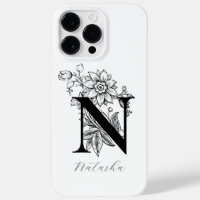 Vintage Botanical Letter N Monogram Name