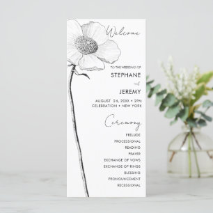 Vintage Botanical Line Art Wedding Program Menu