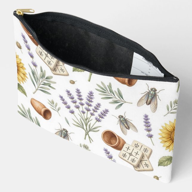Vintage Botanical Mahjong Bag with Lavender (Open)