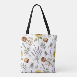 Vintage Botanical Mahjong Tote Bag with Lavender